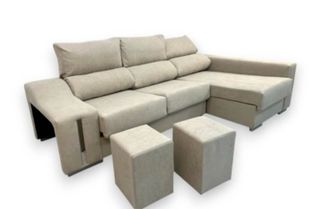Chaiselongue beige 2 pufs