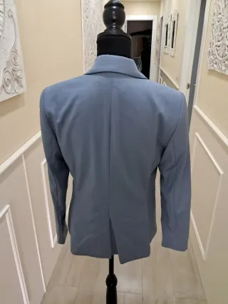 Americana Mango Azul y Vestido estampado