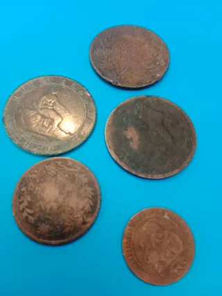 Lote de 5 monedas de cobre muy antiguas
