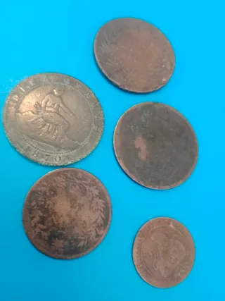Lote de 5 monedas de cobre muy antiguas