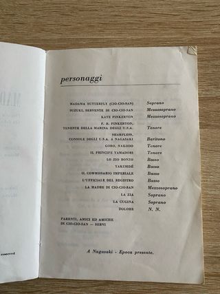 Libretto della Madama Butterfly di Puccini