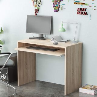 Scrivania PC con Porta Tastiera 90x45 cm Marrone