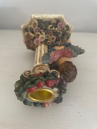 Candelabro antiguo querubín con lira