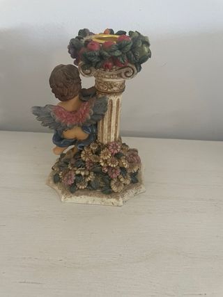 Candelabro antiguo querubín con lira