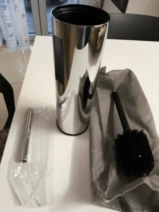 Scopino WC con Contenitore Cromato