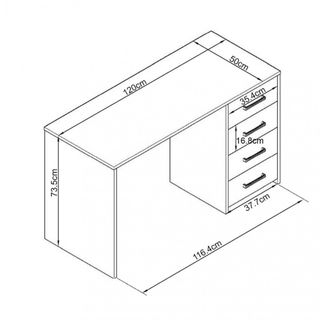 Scrivania con Cassetti Rovere Grigio 120cm Ufficio