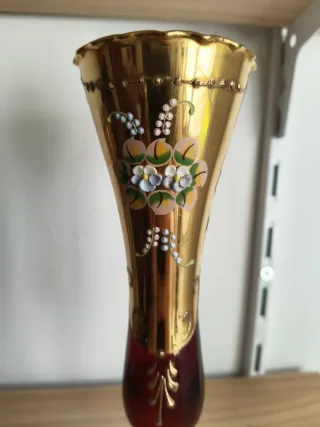 Vaso per fiori in vetro di Murano oro e rosso