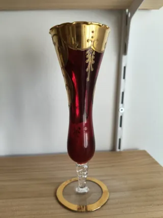 Vaso per fiori in vetro di Murano oro e rosso