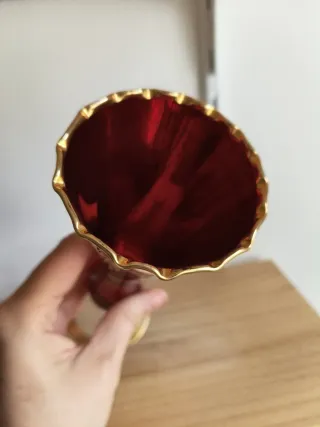 Vaso per fiori in vetro di Murano oro e rosso