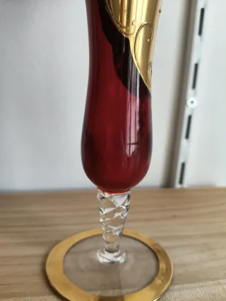 Vaso per fiori in vetro di Murano oro e rosso