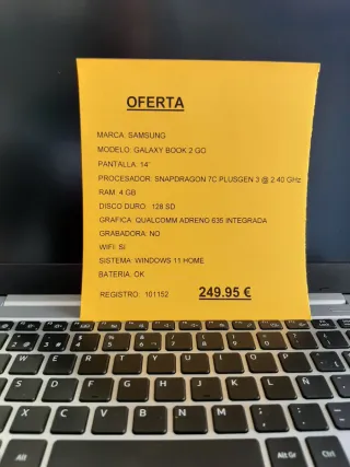 Portátil Samsung Galaxy Book 2 Go