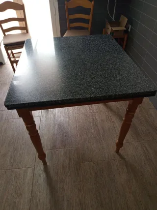 Mesa madera tapa granito