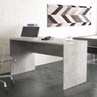 Scrivania Moderna 135cm Effetto Cemento 2 Posti