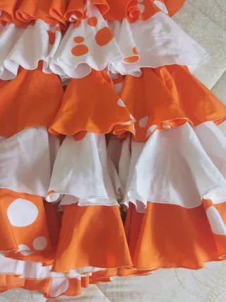 Traje de Flamenca Talla M-L Naranja Lunares