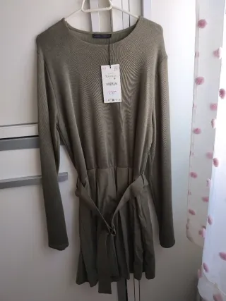 Vestido combinado Zara verde