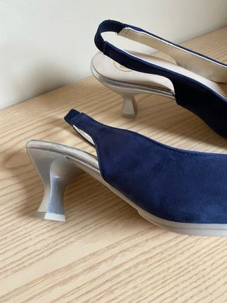 Zapatos Descanflex Azul y Plata Nuevos