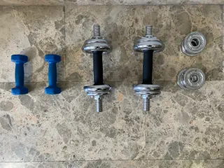 Juego de mancuernas cromadas