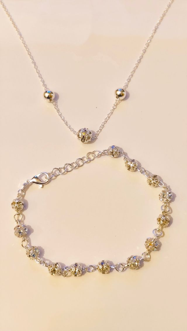 conjunto plata collar y pulsera
