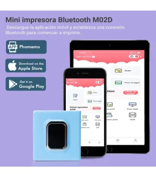 Mini Impresora Térmica Azul y Blanca