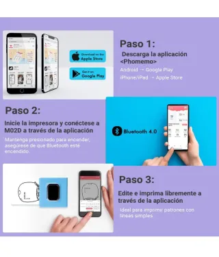 Mini Impresora Térmica Azul y Blanca