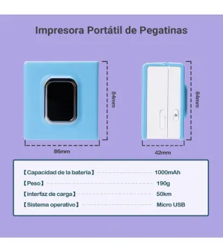 Mini Impresora Térmica Azul y Blanca