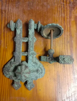 Llamador Aldaba S.XIX Bronce patina verde original