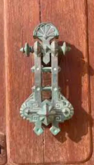 Llamador Aldaba S.XIX Bronce patina verde original