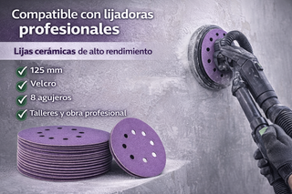 100 Discos Lija Cerámica 125mm 8H Velcro