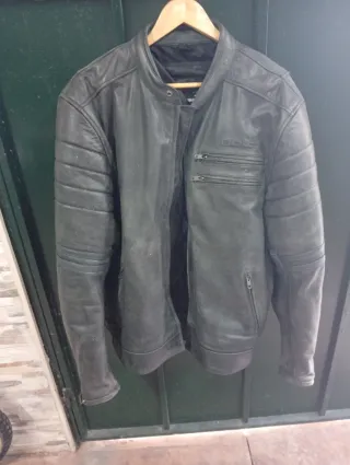 Chaqueta Cuero Hombre Moto Protector CE
