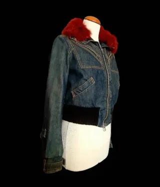 Chaqueta vaquera Exte con cuello rojo
