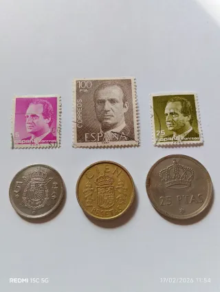 Lote monedas y sellos juan Carlos I
