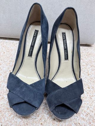 Zapatos de tacón Zara Woman azul/gris