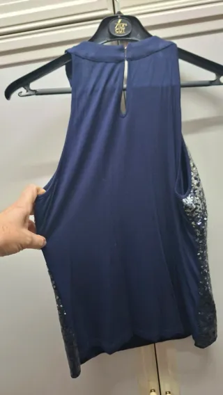 Top Morgan lentejuelas azul plateado Talla M