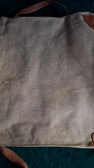 Bolso tela y piel natural