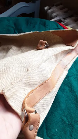 Bolso tela y piel natural