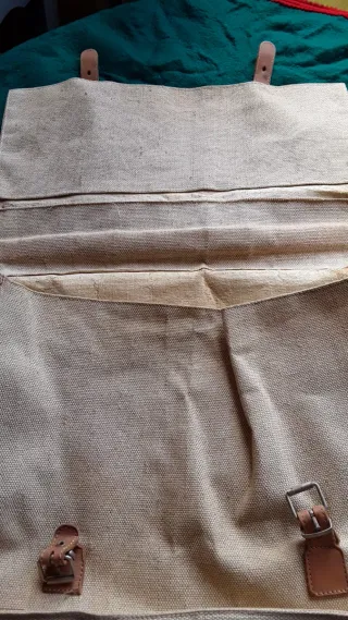 Bolso tela y piel natural