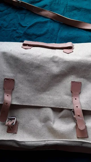 Bolso tela y piel natural