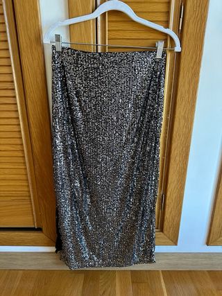 Falda midi lentejuelas Kiabi Talla M