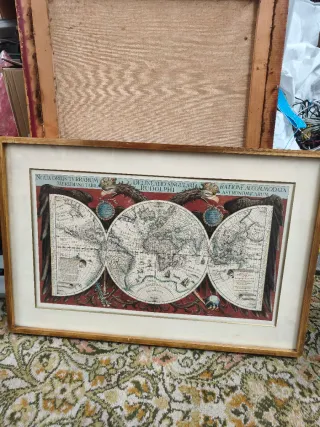 Cuadro Mapa Mundo Antiguo Dorado