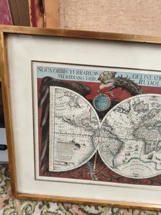 Cuadro Mapa Mundo Antiguo Dorado