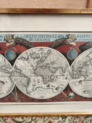 Cuadro Mapa Mundo Antiguo Dorado