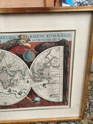 Cuadro Mapa Mundo Antiguo Dorado