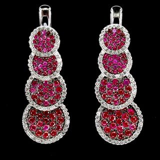 Pendientes Plata Rubí Natural y Topacios