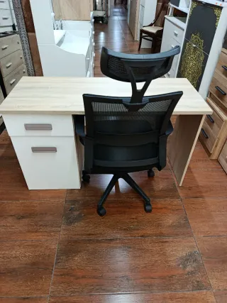 Mesa escritorio madera y cajones