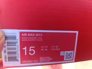 Nike Air Max 2013  Black/ university red Negro/Roj