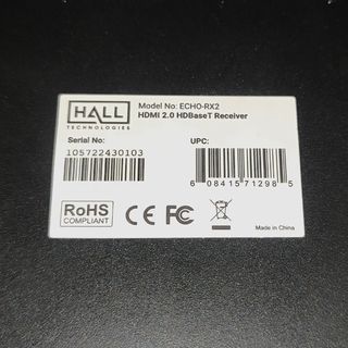 Receptor HALL HDBaseT HDMI 2.0 ECHO-RX2 Cat6 RJ-45