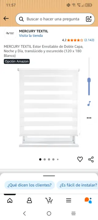 Estor enrollable 120cm ancho