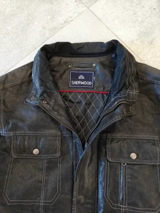 Cazadora Piel Sherwood Negra Talla XL