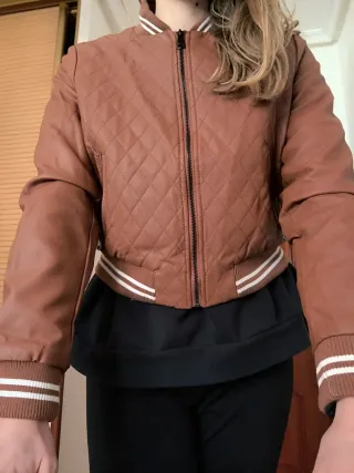 Cazadora Biker acolchada marrón