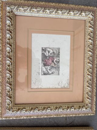 Set di 4 quadri antichi a matita